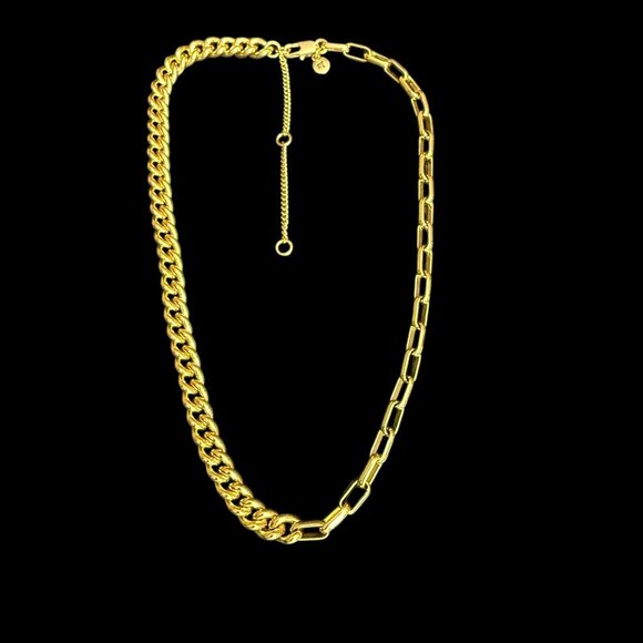 Madewell Gold Plated Brass Dual-Link Chain Necklace Curb Link Paperclip - Picture 13 of 13